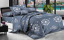 Євро комплект постільної білизни з поліестеру, принт: Кульбабки сірі