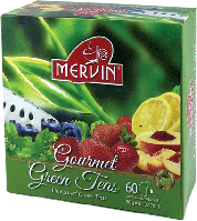 Чай зеленый цейлонский ассорти фруктовый Мervin Gourmet 60 пакетов Саусеп Мята Лимон Клубника Персик Черника