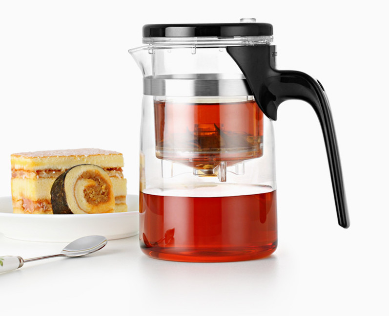 Гунфу чайник з кнопкою тіпод для чаю Samadoyo E-01 500 мл скляний заварювальний