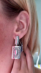 Срібні сережки-підвіски прямокутної форми