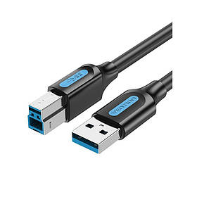 Кабель Vention USB 3.0 TYPE-B на USB 2.0 TYPE-A для принтера та інших пристроїв 1,5 м Чорний COOBG