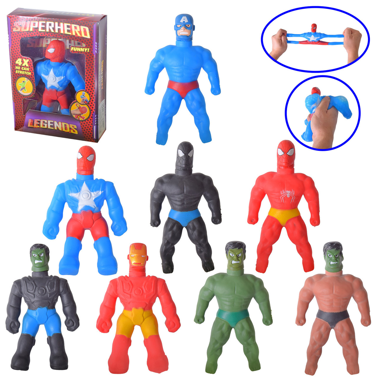 Іграшка антистрес тягучка "Герої", 8 видів, в кор. 16*22*5см (144шт), фото 1