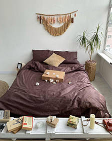 Постільна білизна страйп-сатин коричнева 100% бавовна, Туреччина, найвища якість тканини та ідеальний пошив