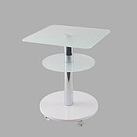 Скляний стіл круглий Commus Bravo Light400 Kv satin-white-chr60