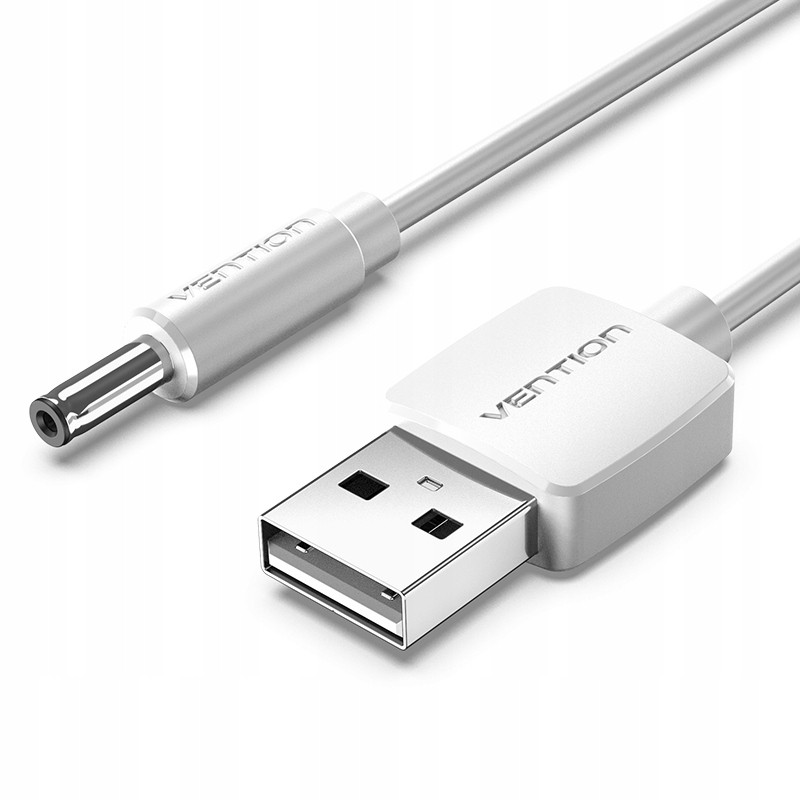 Кабель живлення Vention USB до DC 3.5мм х 1.35мм 5V 2A для зарядки для роутера, спліттера, камери 1 м Білий CEXWF