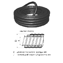 Металорукав РЗ-ЦП d26 (25м) в ПВХ-ізоляції чорний з протяжкою / Металорукав для кабелю /  Standart, фото 2