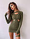 Облягаюча міні сукня в рубчик з імітацією двійки і рукавами мітенками (р. 42, 44) 66PL4270Е, фото 10