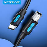 Кабель Vention Type-C до USB-B для принтера з потужністю 2 Ампер USB-C 2.0 до USB-B 1,5 м Чорний CQUBG, фото 5