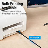 Кабель Vention Type-C до USB-B для принтера з потужністю 2 Ампер USB-C 2.0 до USB-B 1,5 м Чорний CQUBG, фото 2