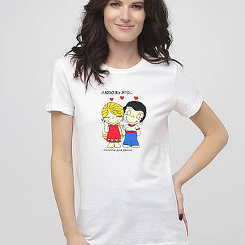 Жіноча футболка з принтом Love IS від KLik Print hotdeal білого кольору