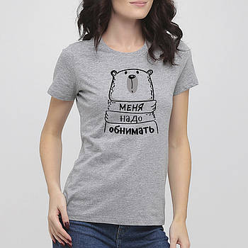 Жіноча футболка з принтом "Обнимать" від KLik Print hotdeal сірого кольору