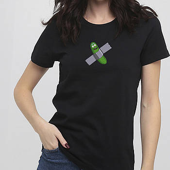 Жіноча футболка з принтом Огірок Ріка від KLik Print hotdeal чорного кольору