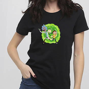 Жіноча футболка з принтом "Рік та Морті" від KLik Print hotdeal чорного кольору