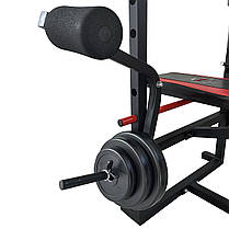 Лавка тренувальна WCG 0070 + Тяга, приставка Скотта Набір HARD штанга 148 КГ, фото 5
