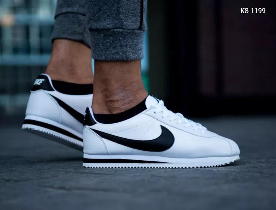 Мужские кроссовки Nіke Cortez white black Обувь Найк Кортез белые с ...