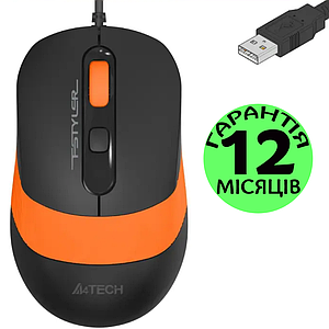 Комп'ютерна миша для ПК і ноутбука A4Tech Fstyler FM10S оранжуючи, USB, тиха/бесшумна, провідна мишка
