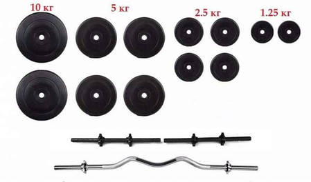 ШТАНГА + ГАНТЕЛІ НАБІР STRONG 60 КГ, фото 1