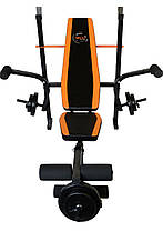 Лавка для жиму WCG 0055 + Штанга 60 кг + Гантелі, фото 5