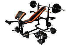 Лава Для Жиму універсальна WCG 0020 з Тягою і партою Скотта + Набір штанга і гантелі 98 кг, фото 2