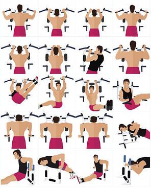 Спортивний комплекс турнік-бруси настінний WCG MC035, фото 3