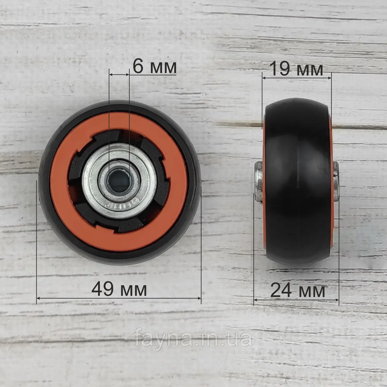 Колесо для ремонту валізи К22 (Діаметр 49 мм) з двома підшипниками, фото 1