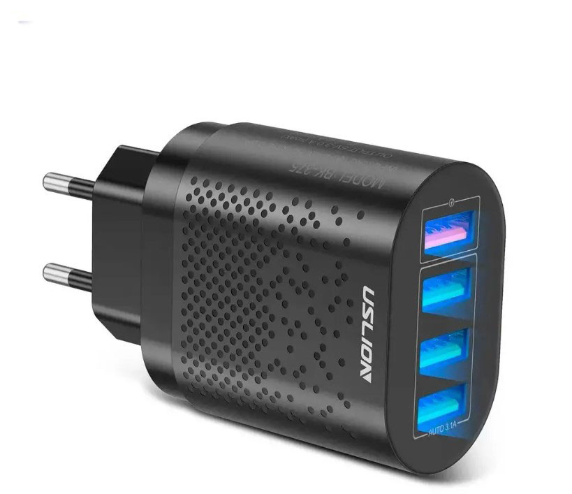 Зарядний пристрій для телефона 4 USB Uslion 48 Вт із функцією швидкого заряджання QC-3.0