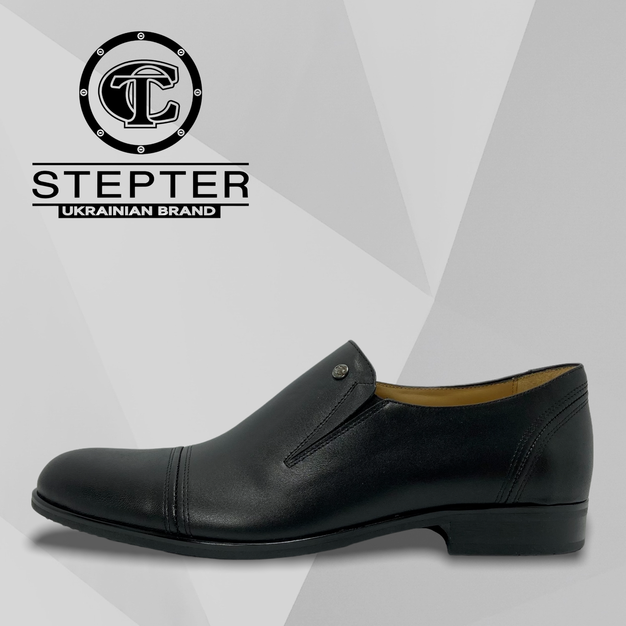 Туфлі чоловічі класичні Stepter (Україна) шкіряні чорні весняні, осінні демі сезон 7608