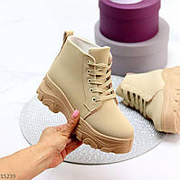 Бежеві замшеві демісезонні Черевики жіночі повсякденні, демісезонні черевики, купити розмір