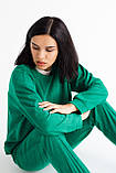 Прогулянковий костюм оверсайз, трендовий жіночий костюм, зелений вельветовий костюм, світшот і штани джогери, фото 3