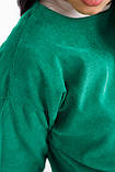 Прогулянковий костюм оверсайз, трендовий жіночий костюм, зелений вельветовий костюм, світшот і штани джогери, фото 4