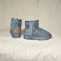 Уги UGG СІРНІ Екозамша низькі зимові жіночі унісекс короткі штучна замша UGG Grey, фото 3
