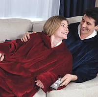 Толстовка плед з капюшоном і рукавами синя ковдра худі тепла домашня Huggle Hoodie Blanket