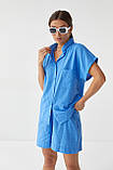 Жіночий літній костюм шорти і сорочка No.77 fashion - синій колір, M (єсть розміру), фото 3