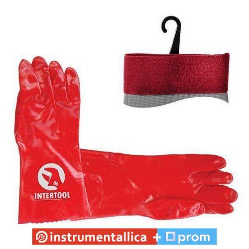 Рукавичка мастильна бавовняна трикотаж покрита 35 см червона SP-0007 Intertool