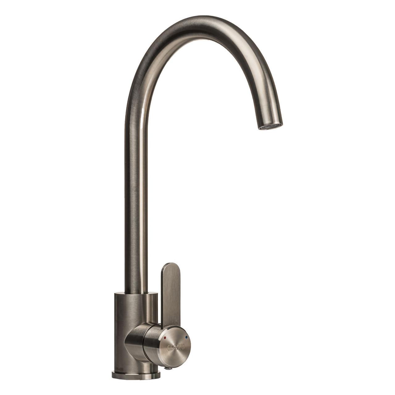 Змішувач для кухні з нержавіючої сталі U-подібний Globus Lux WIEN SUS2-203SN Сатин, фото 1