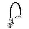 Змішувач для кухні латунний з гнучким гусаком під осмос GLux LAZER GLLR-0700-8-STSTEEL Сатин-чорний, фото 3