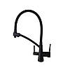 Змішувач для кухні латунний під осмос із гнучким гусаком GLux LAZER GLLR-0700-10-BB Чорний матовий, фото 7