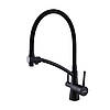 Змішувач для кухні латунний під осмос із гнучким гусаком GLux LAZER GLLR-0700-10-BB Чорний матовий, фото 3