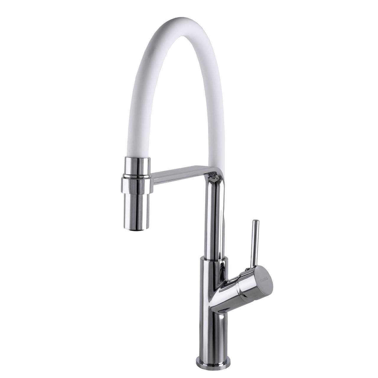 Змішувач для кухні латунний з гнучким гусаком GLux DENVER Flex GDF-32-00-03 Білий-Хром, фото 1