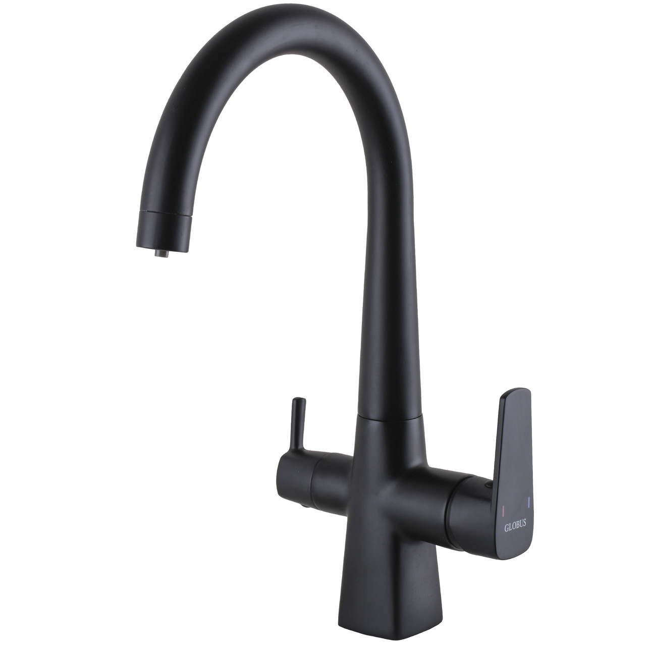 Змішувач для кухні латунний під осмос U-подібний GLux LAZER GLLR-0999-10-BB Чорний матовий, фото 1