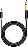 Аудіокабель Vention 6,5 мм та 3,5 мм, якість звуку HiFi, передача стереозвуку, позолочений процес, 2 метр, чорний | BABBF, фото 5