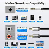 Аудіо кабель Vention 3.5mm Jack на 2RCA металевий корпус стерео 1,5 м Чорний BCFBG, фото 2