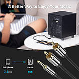 Аудіо кабель Vention 3.5mm Jack на 2RCA металевий корпус стерео 1,5 м Чорний BCFBG, фото 7