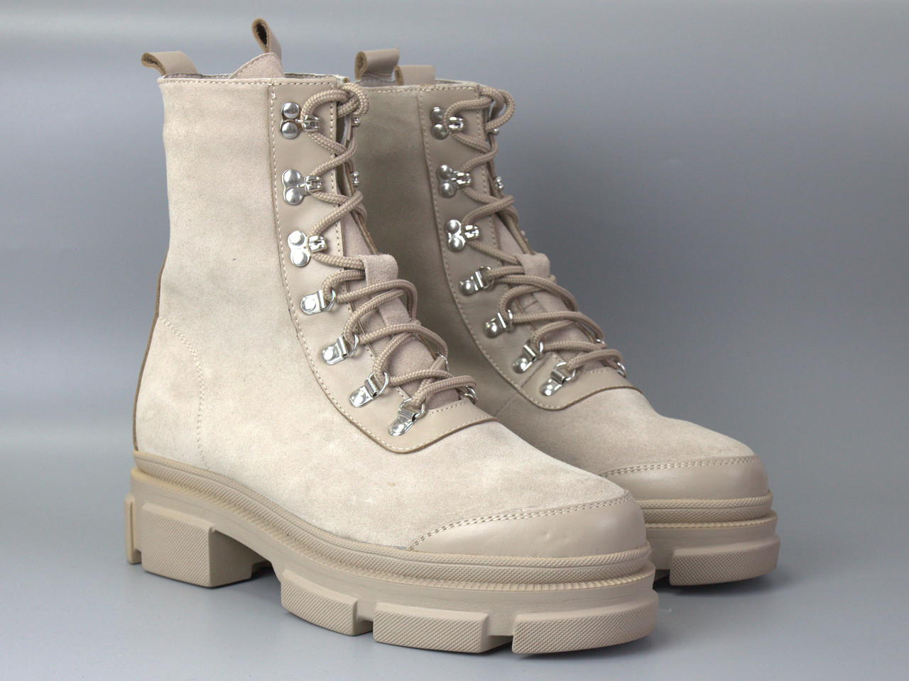 Бежеві замшеві черевики Тепле жіноче зимове взуття COSMO Shoes Queen Beige Vel