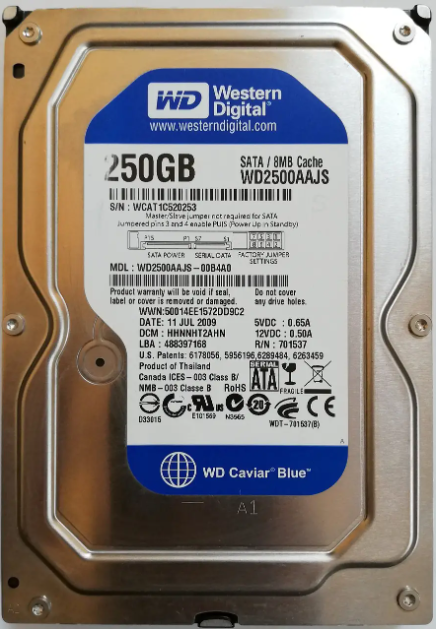 Жорсткий диск HDD 3,5" SATA 250Gb б/в, фото 1
