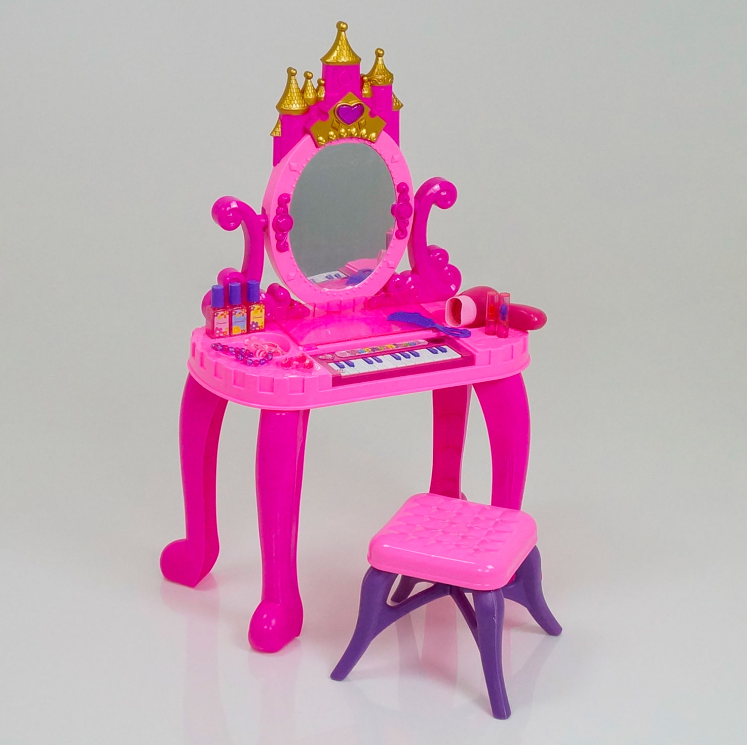 Дитячий туалетний столик ТРЮМО-ПІАНІНО для дівчинки 661-36 зі стільчиком / 12 мелодій / рожевий - фото 2 - id-p1672109149