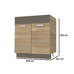 Кухонна шафа під мийку Сокме Аліна 800 мм дуб сонома із вставками латте