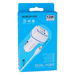 Авто Зарядний Пристрій Borofone BZ14 Lightning 2USB 2.4 A