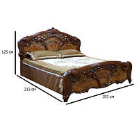 Двуспальная кровать в стиле барокко Кармен Новая 180х200 см пино орех с ламелями без матраса