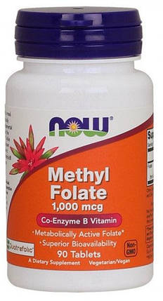 NOW Foods Methyl Folate 1000 mcg 90 Tabs, фото 1
